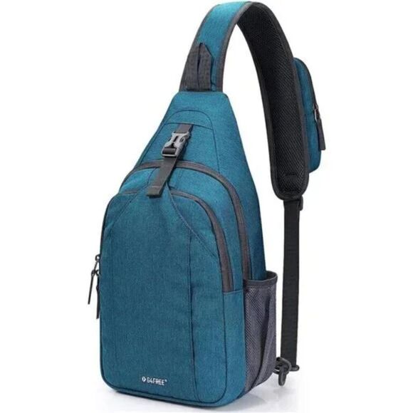 New Sling Bag RFID Blocking for Travel Teal Blue Backpack Crossbody Daypack - Picture 1 of 3